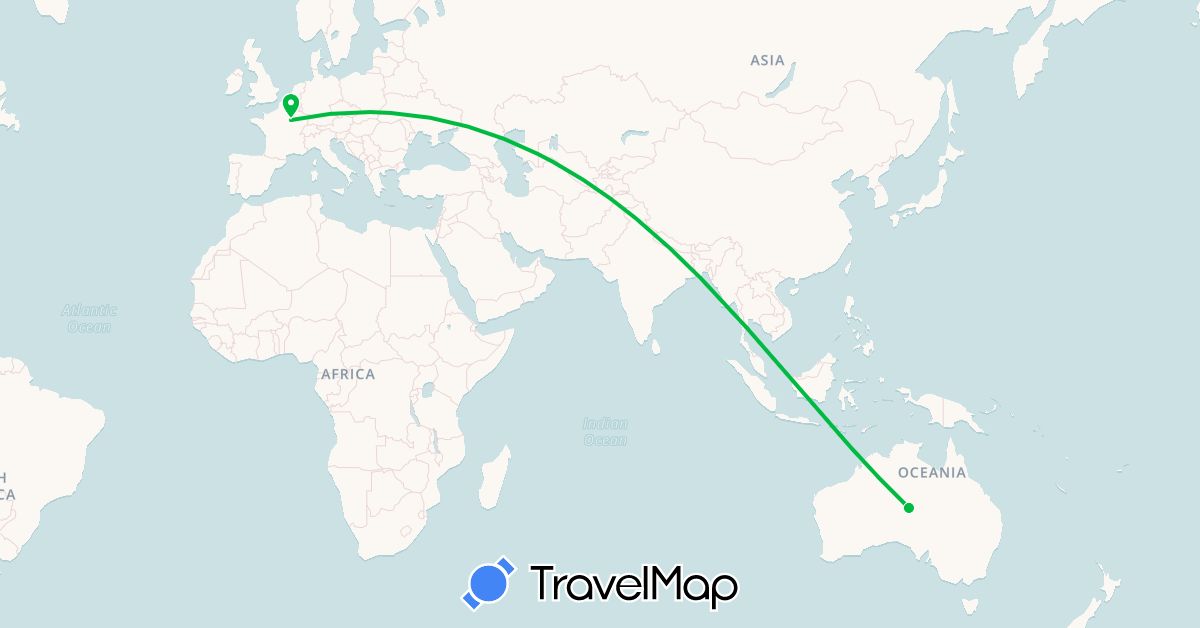 TravelMap itinerary: bus, plane in Australia (Oceania)